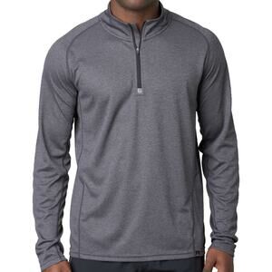 prAna Orion 1/4-Zip Shirt Top Mock Neck Wicking Reflective Heather Gray Small